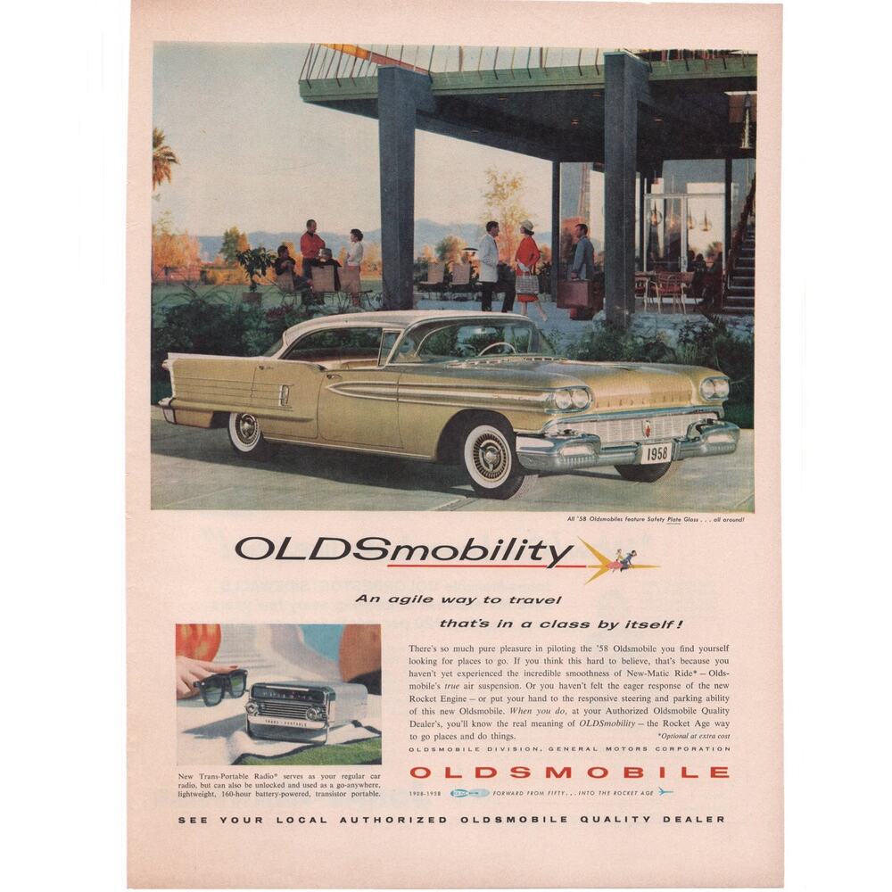 Oldsmobile Oldsmobility Magazine Car Advertisement 1958 Vintage Automobilia